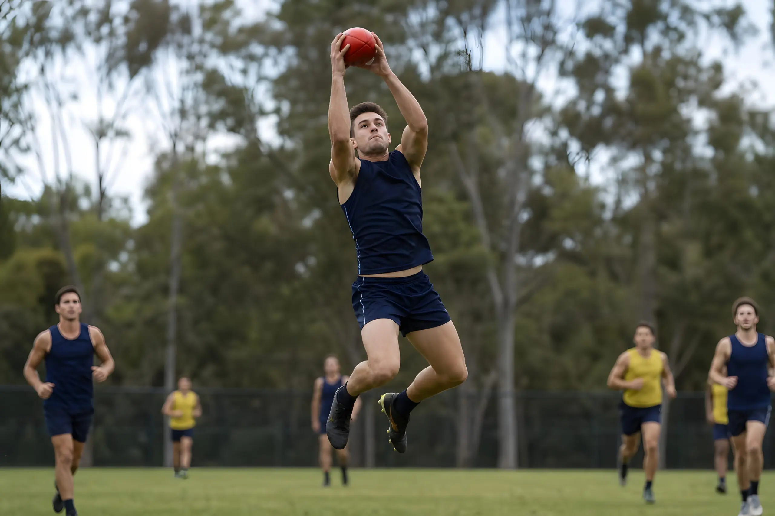 Football player taking a mark